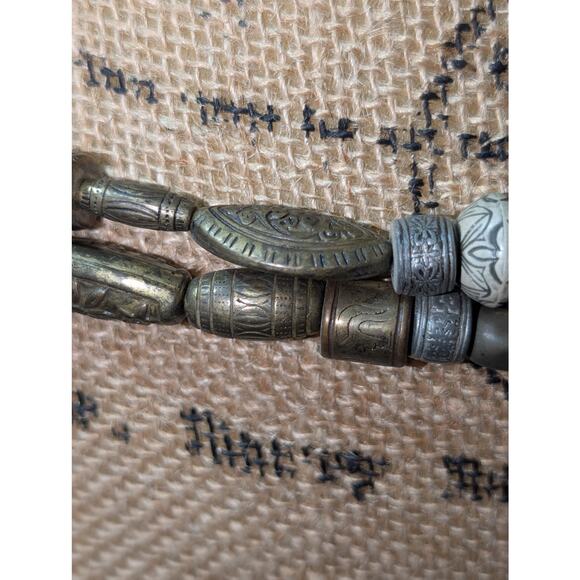 Vintage New York Studio Tribal Bead Double Strand Bronze Metal 33\